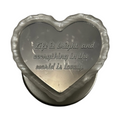 Cavalla Goods heart-shaped phone grip with a reflective mirror finish and engraved inspirational quote