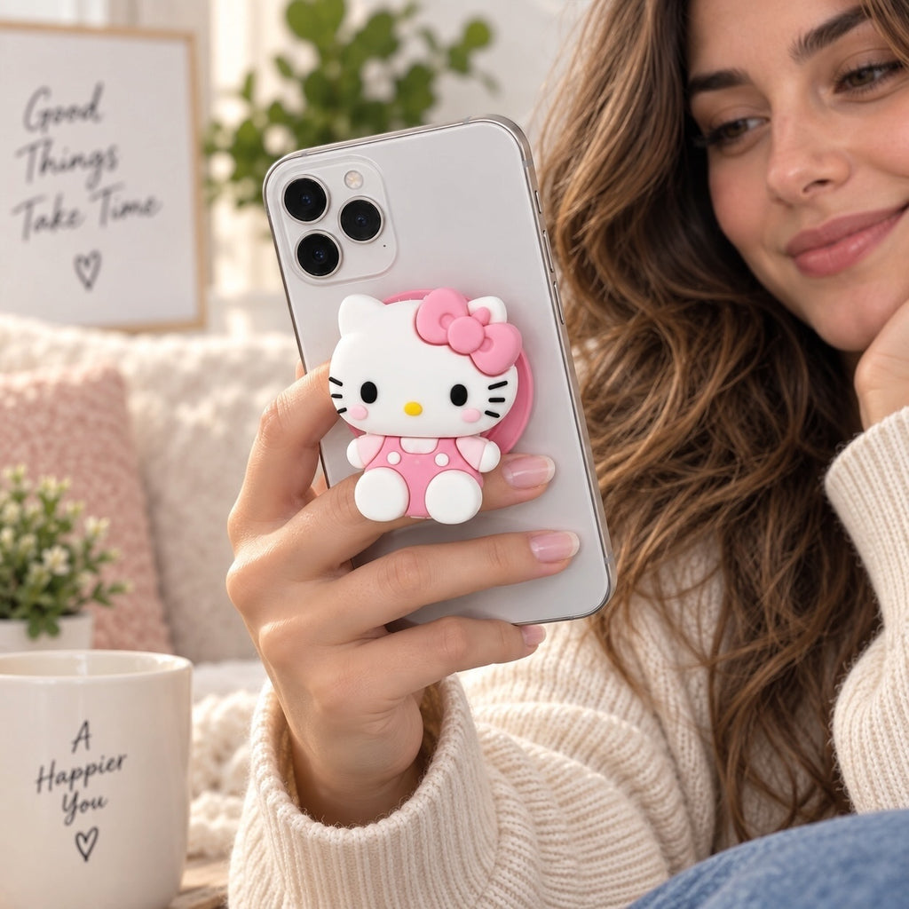 Hello Kitty Collapsible Mobile Phone Grip and Stand